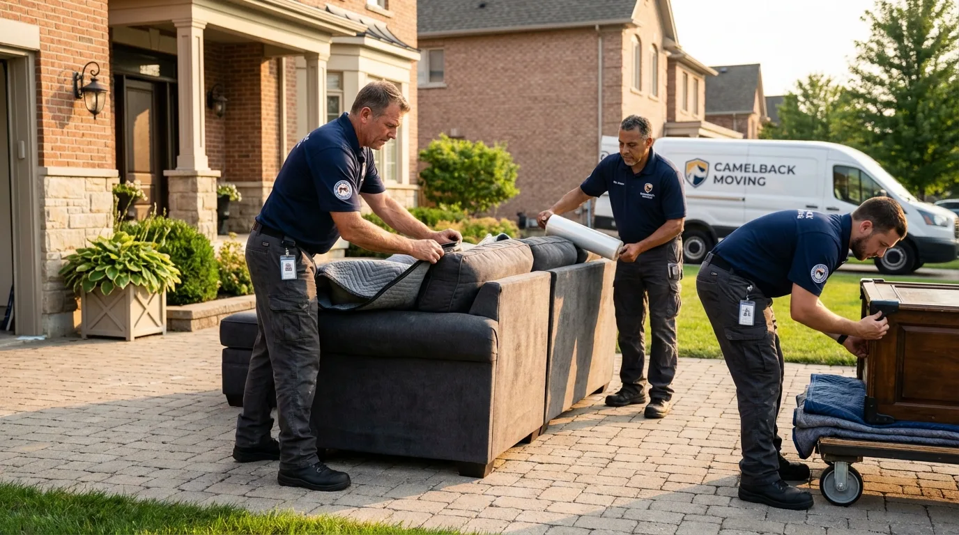Large estate moving crew wrapping furniture in Amelia, OH
